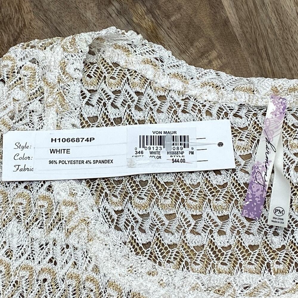Von Maur Harmony Knit Petite Med Batwing Top New NWT Cream and Tan PM - Picture 7 of 11
